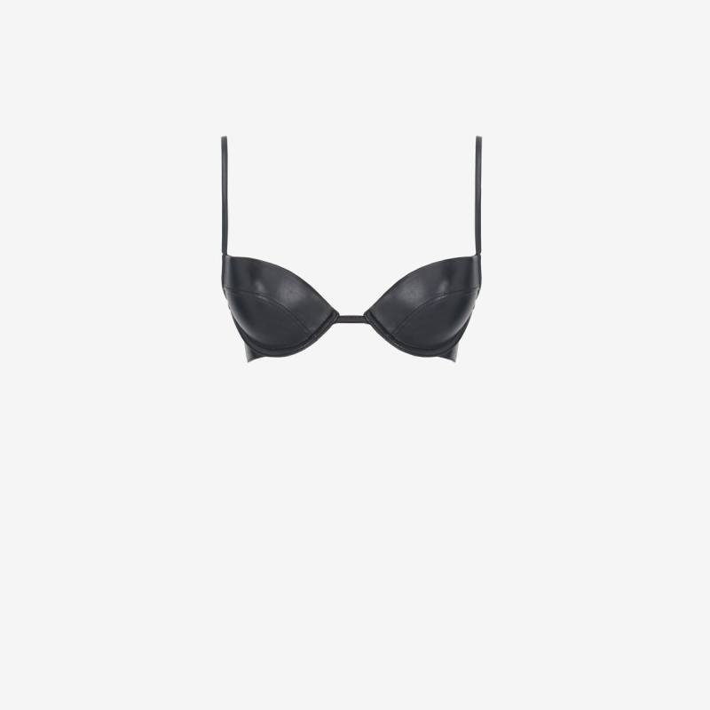 Alexander McQueen Women's Black Leather Bra - 4 (Lambskin)